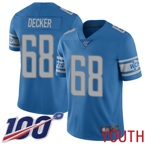 Detroit Lions Limited Blue Youth Taylor Decker Home Jersey NFL Football #68 100th Season Vapor Untouchable